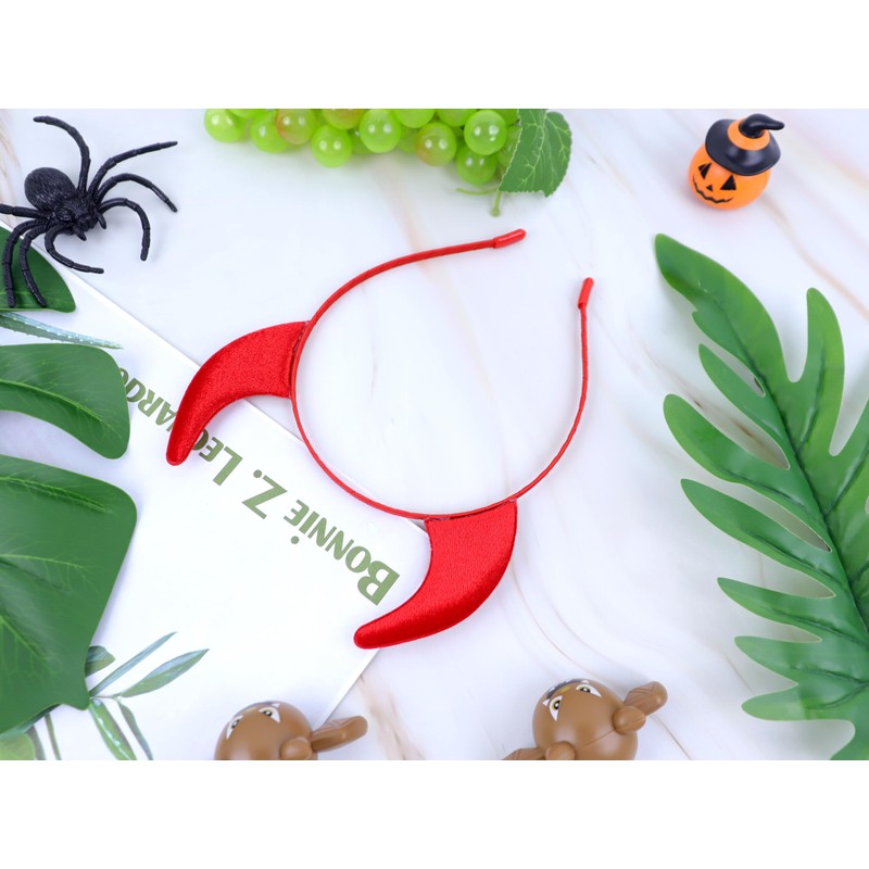Dense Velvet Devil Horns Headband Red
