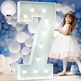 imprsv 4FT Marquee Light Up Numbers, Marquee Numbers 7, Cool White Light Up Numbers for Party, Big Numbers for 17th 70th Birthday Party Decorations,Large Cardboard, Anniversary Decor