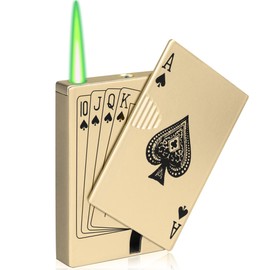 Jet Torch Flame Cool lighters, Refillable Butane Poker ACE Lighter,Windproof Lighter Cool Gadgets,Valentines Day Gifts for Men Boyfriend Husband on Birthday,Valentine,Christmas Gold Not Butane