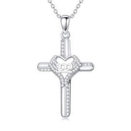MEIDERBO 222 Necklace 925 Sterling Silver 222 Angel Number Cross Pendant Necklace Angel Numerology Jewelry Gifts for Women