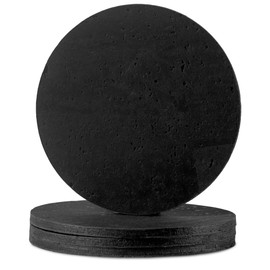 Coasters for Drinks 4 Pcs Cork Vegan Round Edge Sturdy Light Weight Drink Coaster with Holder Table Housewarming Home Kitchen Decor Gift Set for Women Men Black Color
