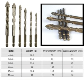 New Four-Flute Sawtooth Eccentric Drill Bit, Cozy Hoome Drill Bit, Four-Edged Serrated Eccentric Drill, Multifunction Drill Bit Set, High Hardness Skewed Head Eccentric Drill Bits(4+5+6+8+10+12mm)