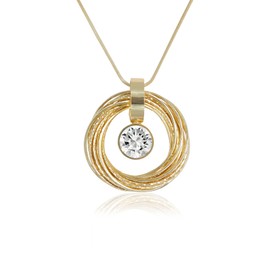 ABJFJE Elegant Women's Long Sweater Crystal Square Circle Pendant Necklace Bold Snake Chain Geometric Pendant Statement Necklace for Women Gold (Round)