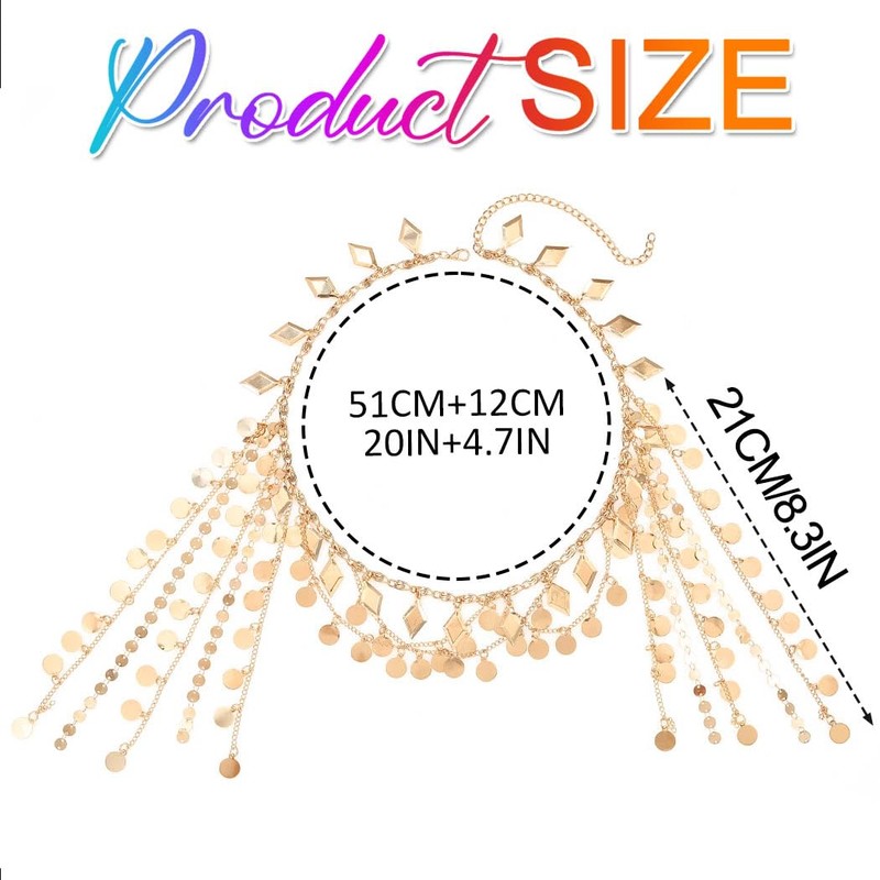 Kilshye Gold Head Chain Sequin Tassel Headpiece Hair Chains Festival