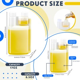 Baderke 4 Pcs 8oz and 16oz Plastic Flask Shot Glass Chamber Liquor Flask Recyclable Translucent White HDPE Travel Plastic Bottles Portable Beverage Dispenser for Alcoholic Beverage Party Camping