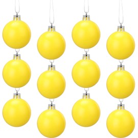 12 Pcs 2.4 inches Yellow Christmas Ball Christmas Tree Ornaments Christmas Tree Pendants Xmas Shiny Balls Baubles Set for Christmas Tree Hanging Wreath Garland Decorations（Matte Yellow）
