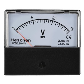Heschen Rectangular Voltmeter Analogue Panel Volt Voltage Meter DH-670 DC0-15V Class 2.0