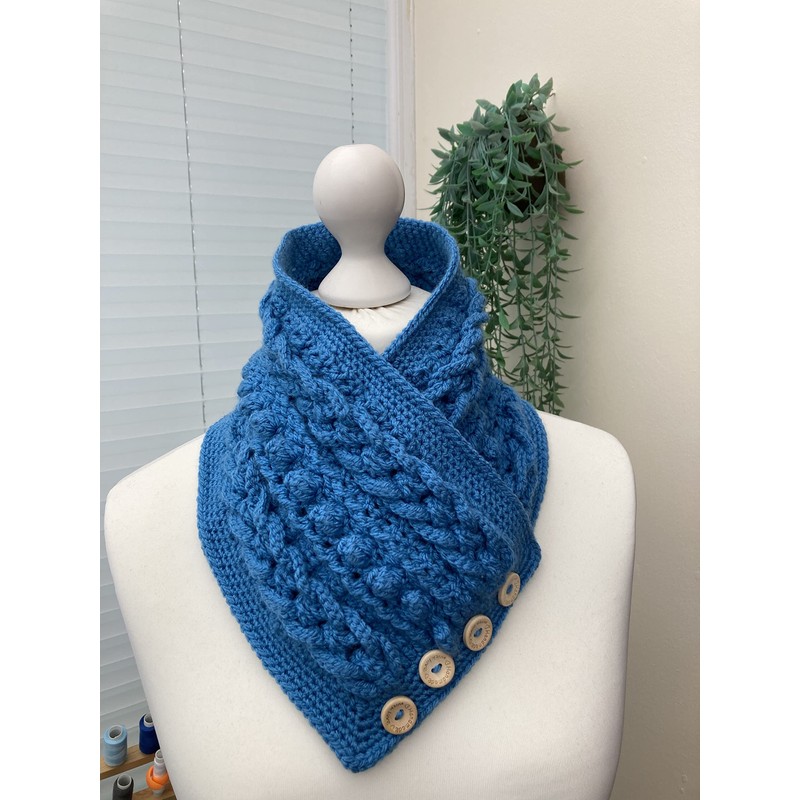 Crochet Pattern for Ladies Neck Warmer Scarf, use Aran Yarn