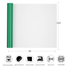 UIOK Plotter Film Textile Green Flex Film Plotter Textile, 30.5 x 182 cm HTV Flex Film Ironing Film Plotter Heat Transfer Vinyl for DIY T-Shirt, Transfer Film Plotter Flex Film for Cricut (Green)