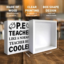 Physical Education Teacher Gift, PE Teacher Appreciation Thank You Gifts Coach Christmas Birthday Teacher's Day Gift, PE Teacher Like a Normal Teacher But Cooler, Wooden Box Sign Desk Decor