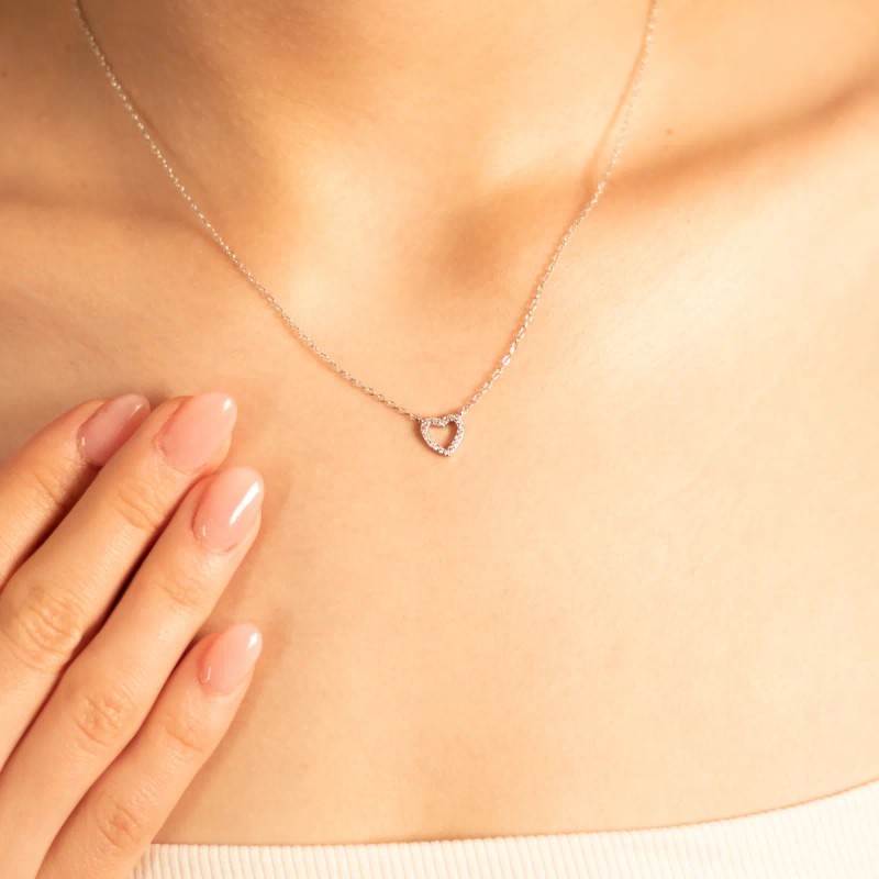 Collar Corazon Plata Regalo Pareja Novia Aniversario Mujer