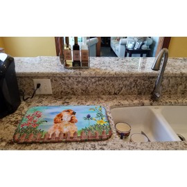 Caroline's Treasures CK1268DDM Cocker Spaniel Spring Dish Drying Mat Absorbent Dish Drying Mat Pad for Kitchen Counter Dish Drainer Mat for Countertop, 14 x 21", Multicolor