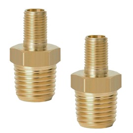 UHANBUT 2PCS Brass Air Inflator Adapters, 1/4 NPT (M) to Standard Schrader Valve (M), Tire Inflator Connector Fit for Auto Portable Air Hose, Air Compressor/Pump, Air Chuck (No valve stem)