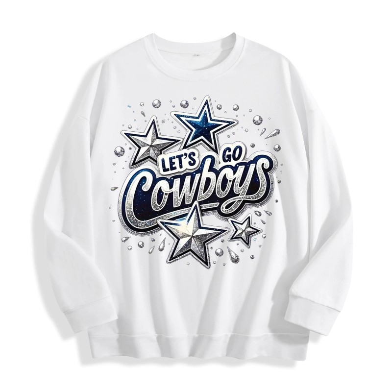 Dallas Cowboys "Let's Go Cowboys" Graphic Crewneck Sweatshirt, 6 Colors,