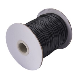 LiQunSweet Crafts 2mm 90m Jewelry Making Crafting Beading Macramé Environmental Korean Waxed Cotton Cord Thread (Black)