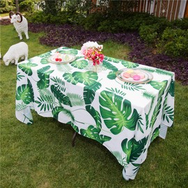 Eternal Beauty 132x178cm Recatngle Palm Leaf Indoor Outdoor Splashproof Tablecloth for Patio Garden Party and BBQ (52x70 Inch)