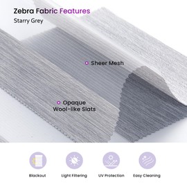 Custom Motorized Zebra Blinds for Window: Astomi Cordless Roller Shade with Remote Control, Smart Blinds Works with Google Home, Alexa, Size W: 22''- 97, H:22''-115'' (Starry Grey)