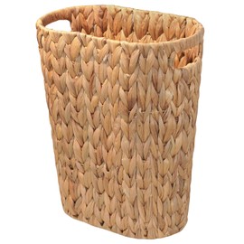 PINXIURY Bathroom Wicker Trash Can Wicker Waste Basket with Built-in Handles Water Hyacinth Hand Woven Garbage Can for Bedroom Office Kitchen 100% Handmade,5 Gallon