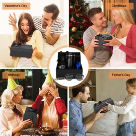 BSTcentelha Mens Faux Leather Quartz Analog Watch Belt Keychain Sunglasses Gift Set Dark Blue Valentine's Day, setB, Modern