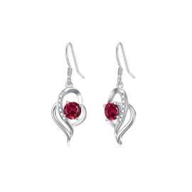 Seiyang 925 Sterling Silver July Birthstone Earrings for Women Ruby Earrings Dangle Birthday Earrings Gifts Fine Jewelry for Women Girls