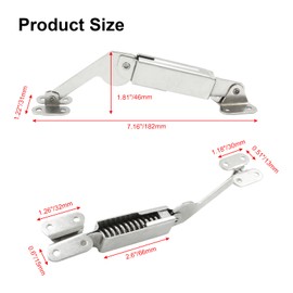 Litoexpe 2pcs Spring Lid Support, Left & Right, Silver Iron Lid Support Hinges, Spring Lid Stay Support Hinges for Wooden Box, Cabinet, Cupboard
