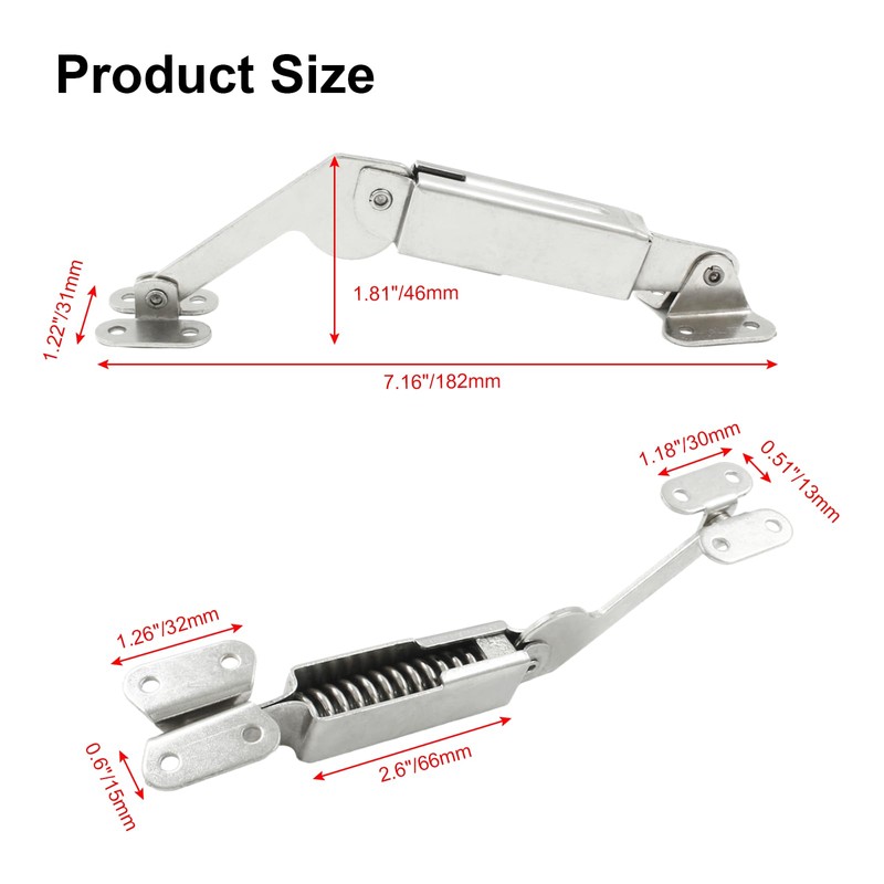 Litoexpe 2pcs Spring Lid Support, Left & Right, Silver Iron