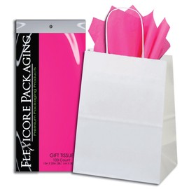 5ct White Paper Gift Bags + 10ct Gift Tissue