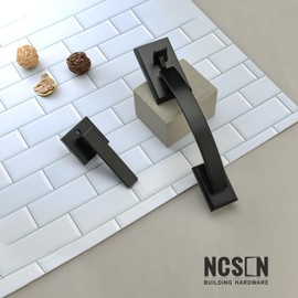 NCSEN Front Door Handle Dummy Handle Only, Black Door Handleset for Front Door, Exterior Door Lock Set