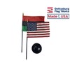 Set of 6 4x6 E-Gloss Afro-American Stick Flag w/U.S. Stick