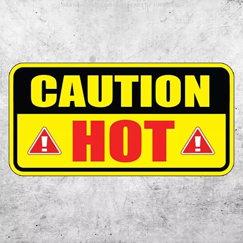 2Pack Caution Hot Decal Self Adhesive Sticker for ‌Car Machine