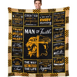 solid can Christian Gifts for Men Throw Blankets 60"x50" Man of Faith Blanket Baptism Gifts Inspirational Religious Faith Bible Verse Gift