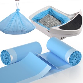 Cat Litter Box Liners Bags For Litter Robot 4 Waste Bags and 3, Zeuste 40 Pack Pre-separated Compatible Self Cleaning Cat Litter Box Robot Waste Liner Bags, Drawstring Heavy Duty 26" x 15" Unscented