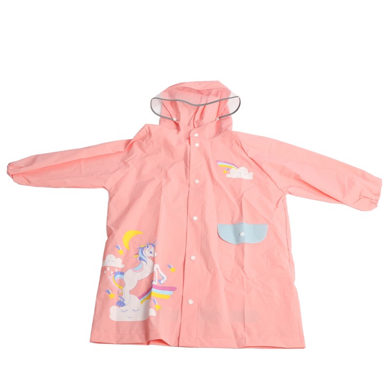 Kids Rain Ponchos with School Bag Cover Reusable Snap Button