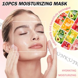 20PCS Fruit Face Mask Set,Moisturizing Sheet Facial Masks,Long Lasting,Easy to Use,Hydrating Face Sheet Masks for All Skin Types