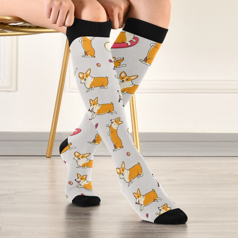 Wusikd Cute Corgi Compression Socks for Women and Men Circulation