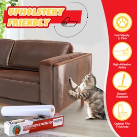 Cat Scratch Furniture Protector - Thicken Vinyl 197"x12"Single-Sided Sticky Couch Protector from Cat Claws Plastic Cover Adhesive Clear Anti Cat Scratch Deterrent for Furniture Door Walls