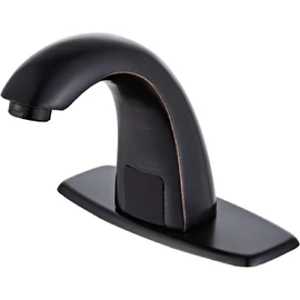 Luxice Oil Rubbed Bronze Touchless Bathroom Sink Faucet - Automatic Motion Sensor Battery Opertated with Temperature Mixing Valve for Commercial Lavatory