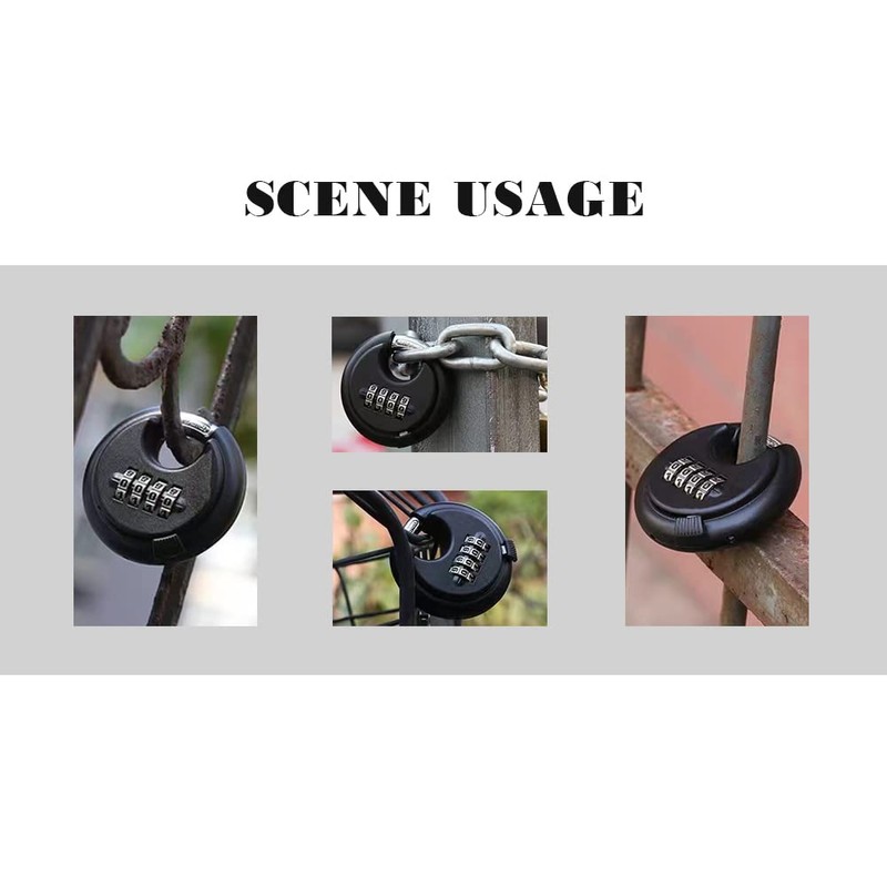 WULALACK 70mm Weatherproof Combination Lock ，Disc Padlock Combination with 4