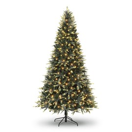 6.5 FT Pre-Lit Pencil Christmas Tree – 300 Warm White Lights, Auto-Hinged Expansion, Foldable Metal Stand, PE & PVC Construction – for Porch, Party, Office, and Home Decor