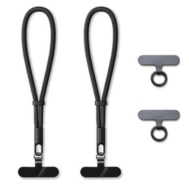 MORSUNBELA 2 PCS Phone Charm,Phone Wrist Strap Short,Key Lanyard Camera Wrist Strap,Universal keychain Charm (Black+Black)