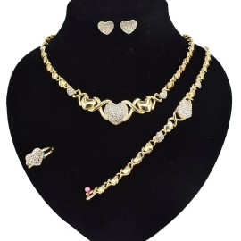 Unbranded HUGS & KISSES xo Set 18k Layered Real Gold Filled necklace bracelet earrings