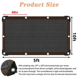 IMSGVIFO 90% Shade Cloth, Chicken Coop Shade Cover, Sturdy Sunblock Mesh Tarp with Grommets for Patio Plants Greenhouse Kennel Porch Pergola Sun Protection Neting Cover, 5x10FT