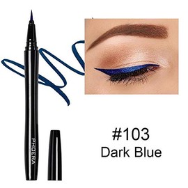 AQUAPURITY PHOERA® WATERPROOF LIQUID EYELINER PEN BROWN BLACK AND 4 MORE COLOURS SMUDGE PROOF EYE LINER LONG LASTING MAKEUP COSMETICS UK (103 DARK BLUE)