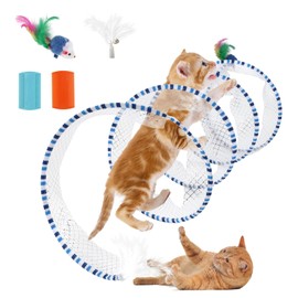 ZShireeyblackey S Type Self-Play Folded Coil Cat Spiral Tunnel Toy for Indoor Large Cats Play Exercise with 2 PCS Flea Lice Combs, Decompression Interactive Cat Springs Toys (Blue)