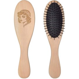 'Vintage Girl Portrait' Wooden Hairbrush (HA00054836)