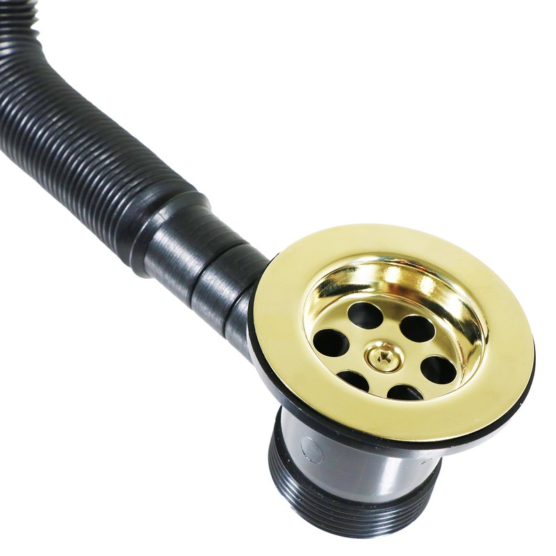 SPARES2GO Bath Combination Waste Plug and Chain Luxury Gold Brass
