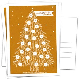 Advent Calendar Card Set – 5 Postcards in Tasteful Design with Baubles for Colouring, Mini Advent Calendar as Christmas Cards Alternative for Advent and Christmas Greetings, Copper White