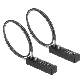 PATIKIL Cable Lock with Combination, 2 Pack 4 Digit Combination Lock 63 cm Steel Cable for Bicycles Cabinets Wardrobes Small Fences Black