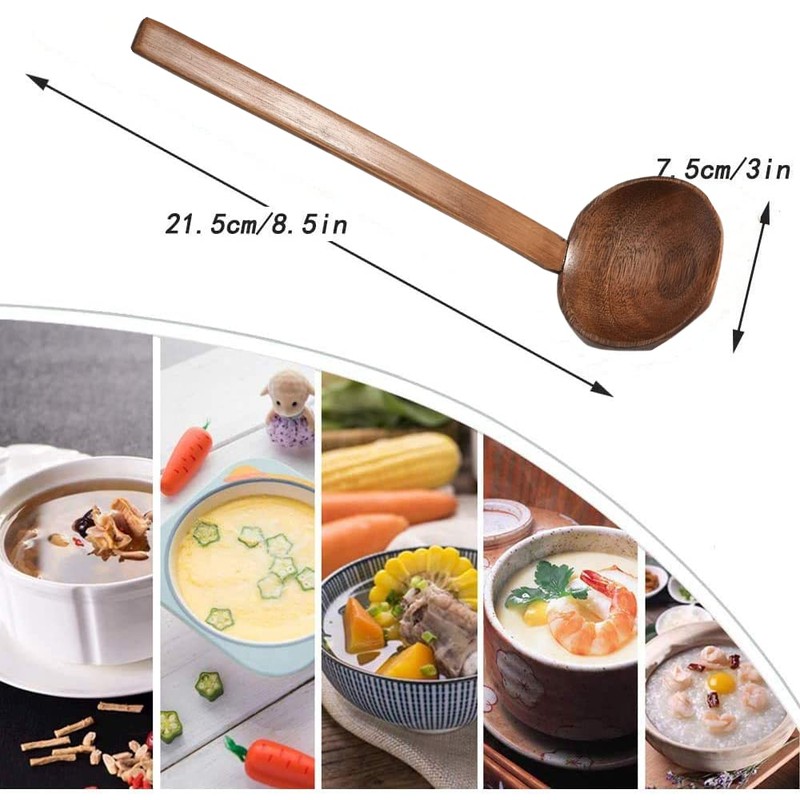 AKAMAS Japanese Soup Spoon Long Handle Japanese Long Handle Drink
