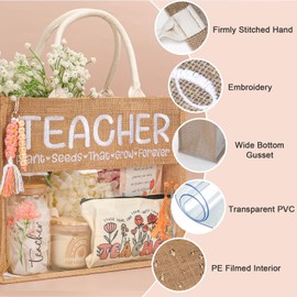 StoFurry Teachers Appreciation Gift,Teacher Gifts for Women,End of Year Teacher Gifts,Tote Bag Glass Cup Gift for Teachers